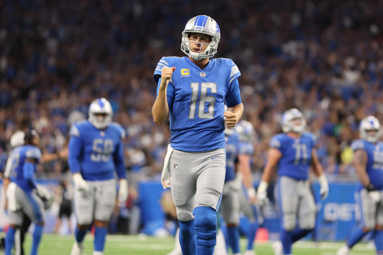 As the NFL schedule release trickles out, we've learned Jared Goff and the Detroit Lions are playing in the season opener. Yes, those Lions. (Photo by Gregory Shamus/Getty Images)