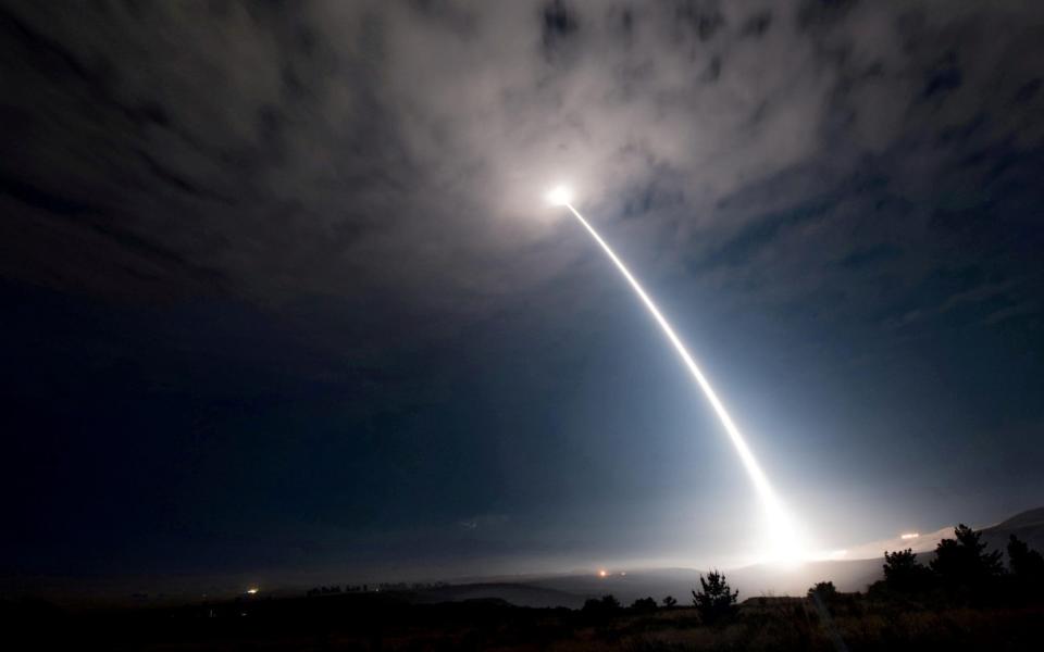 FILE PHOTO: An unarmed Minuteman III intercontinental ballistic missile launches from Vandenberg Air Force Base  - REUTERS /US AIR FORCE 