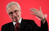 Britain's opposition Labour Party Shadow Chancellor John McDonnell speaks during a general election campaign event in London