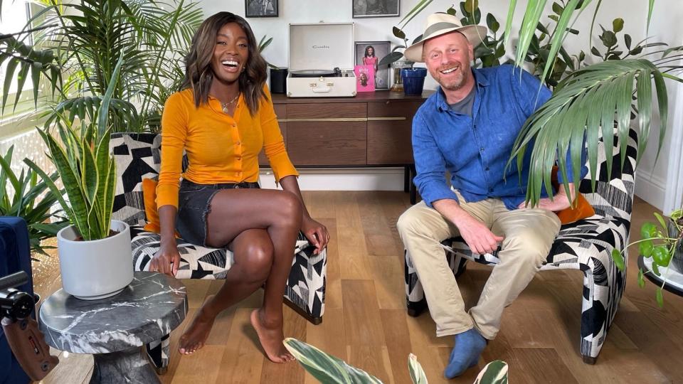 AJ Odudu and Joe Swift surrounded by indoor plants on Gardeners' World