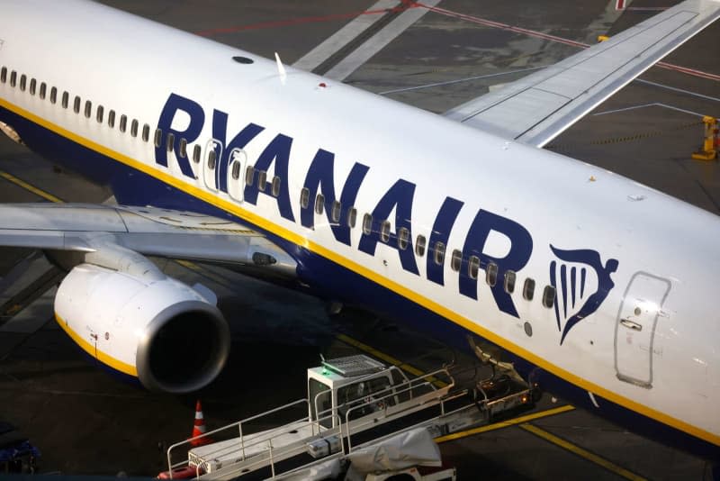 A Ryanair passenger plane is parked at Cologne/Bonn Airport. Irish budget airline operator Ryanair Holdings reported guests of 17.3 million for the month of April, 2024, compared to 16.0 million, a year ago, an increase of 8%. Thomas Banneyer/dpa