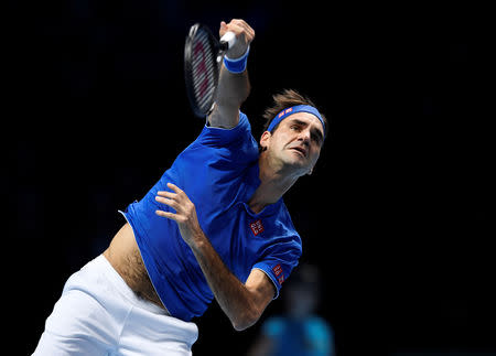 Tennis - ATP Finals - The O2, London, Britain - November 17, 2018 Switzerland's Roger Federer in action during his semi final match against Germany's Alexander Zverev Action Images via Reuters/Tony O'Brien