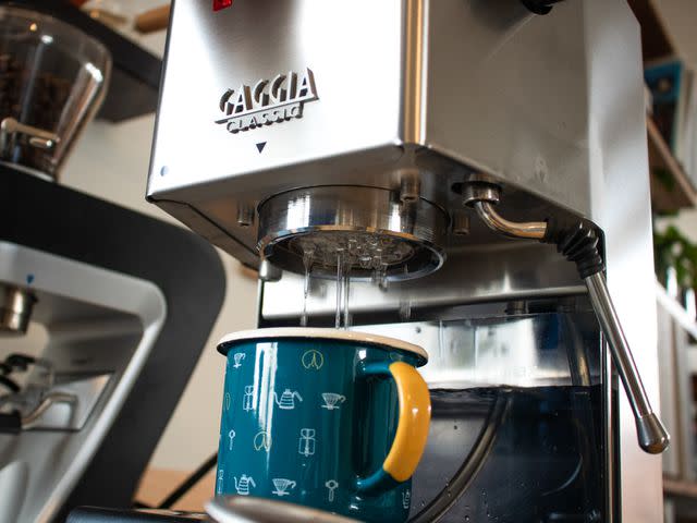 <p>Serious Eats / Ashley Rodriguez</p> Without PID-driven precision temperature control, the Gaggia Classic Pro requires you to purge water to regulate water temperature.