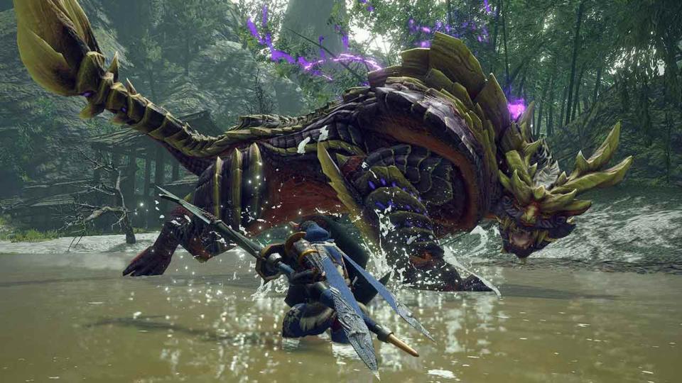 Deutsche Fans können die Wartezeit noch angenehm kurzweilig überbrücken - mit dem neuen Ableger "Monster Hunter Rise", der seit Ende März für Switch erhältlich ist. (Bild: Capcom/Nintendo)