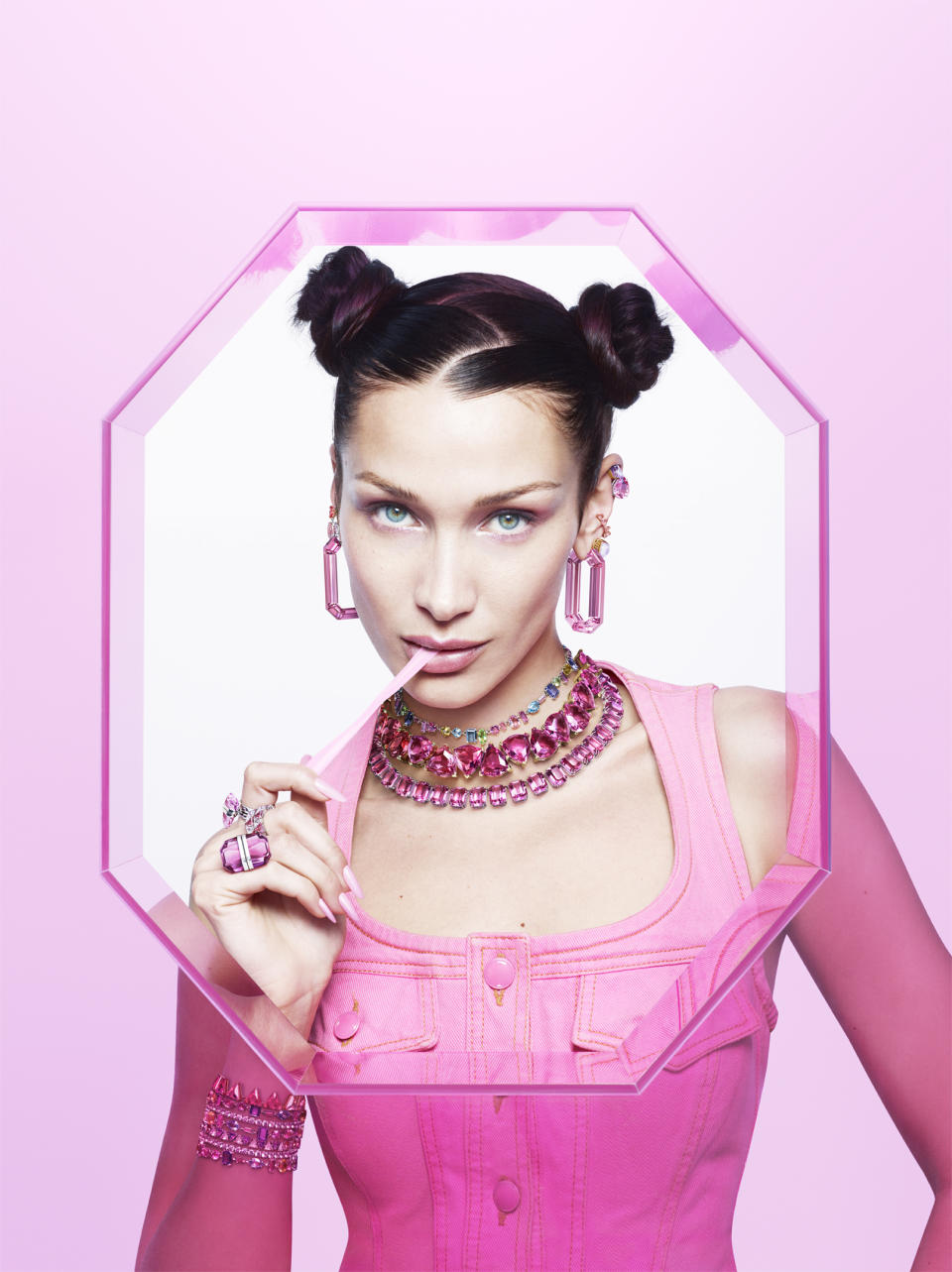 Bella Hadid in Swarovski’s new campaign. - Credit: Image Courtesy of Swarovski