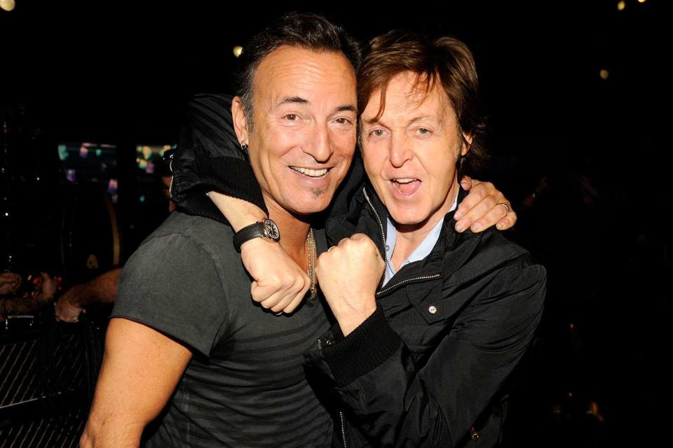 <p>Kevin Mazur/WireImage</p> Bruce Springsteen and Paul McCartney in February 2012