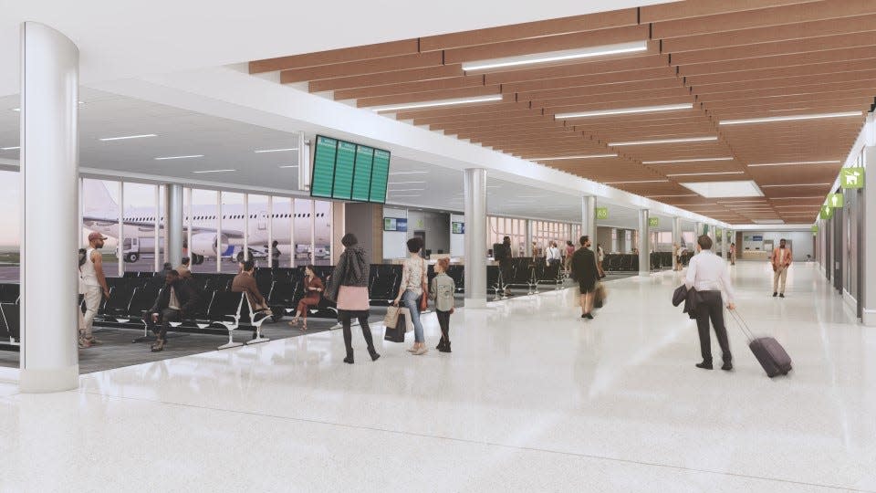A rendering of the 75,300 square feet terminal under construction that will hold five new gates for passengers at Sarasota-Bradenton International airport.