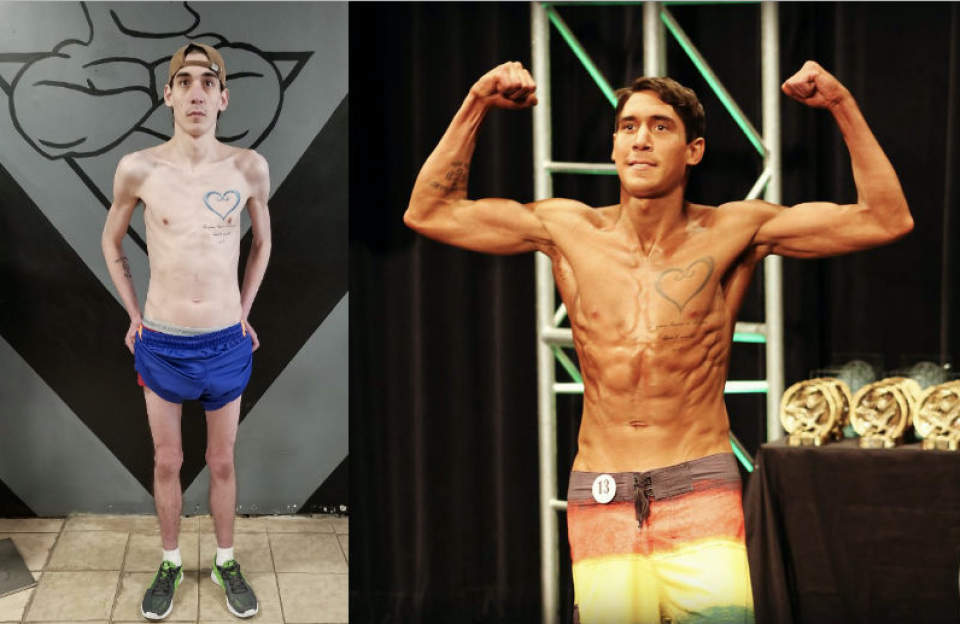 Jared Wells gained 45 pounds during an eight-month journey to become a bodybuilder. (Photo: Facebook)