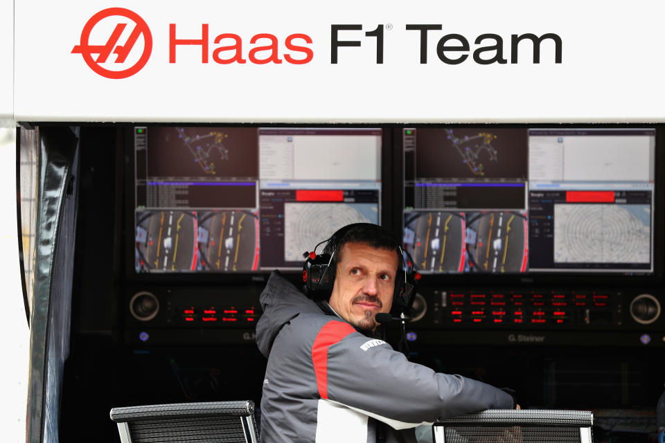 SHANGHAI, CHINA - APRIL 07: Haas F1 Team Principal Guenther Steiner sits on the pit wall gantry during practice for the Formula One Grand Prix of China at Shanghai International Circuit on April 7, 2017 in Shanghai, China.  (Photo by Mark Thompson/Getty Images)