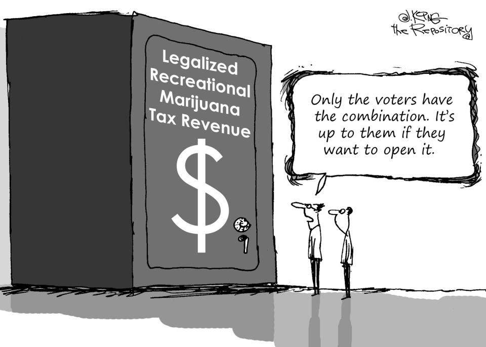 Editorial cartoonist Jerry King looks at the possibility of recreational marijuana coming to Ohio.