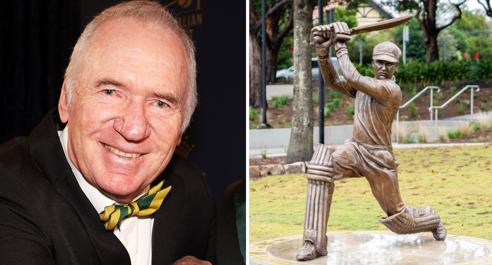 Pictured Allan Border left and his statue right