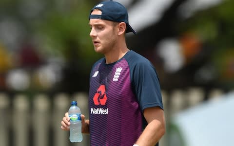 England bowler Stuart Broad looks on during a net session after returning from illness during day two of the 3 day practice match between South Africa A and England at Willowmoore Park on December 21, 2019 in Benoni, South Africa - Credit: &nbsp;Getty Images