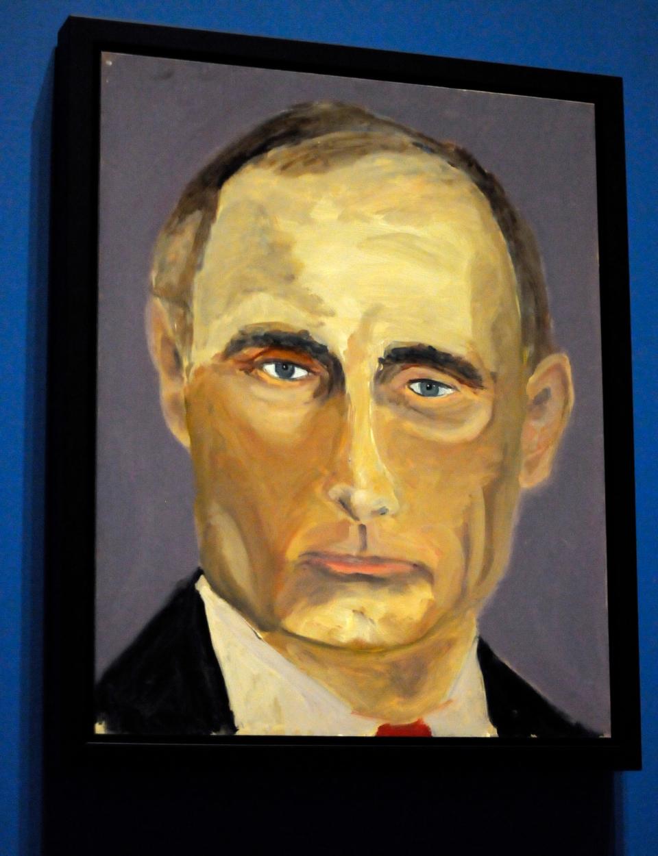 A portrait of Russian President Vladimir Putin painted by former U.S. President George W. Bush shows an attempt at shading that slightly distorts the face of its subject.