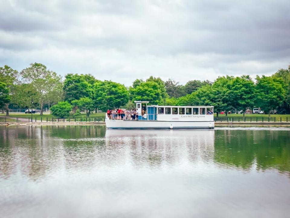 The Riverie cruises the Genesee River and Erie Canal out of Corn Hill Landing in Rochester.