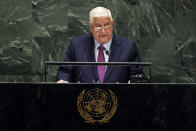 Syria's Deputy Prime Minister Walid Al-Moualem addresses the 74th session of the United Nations General Assembly, Saturday, Sept. 28, 2019. (AP Photo/Richard Drew)
