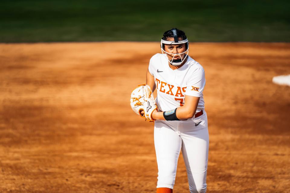 Texas freshman Citlaly Gutierrez threw a no-hitter in Sunday's 22-0 win over Texas Southern. Gutierrez struck out nine batters without a walk and came within a passed ball of a perfect game.