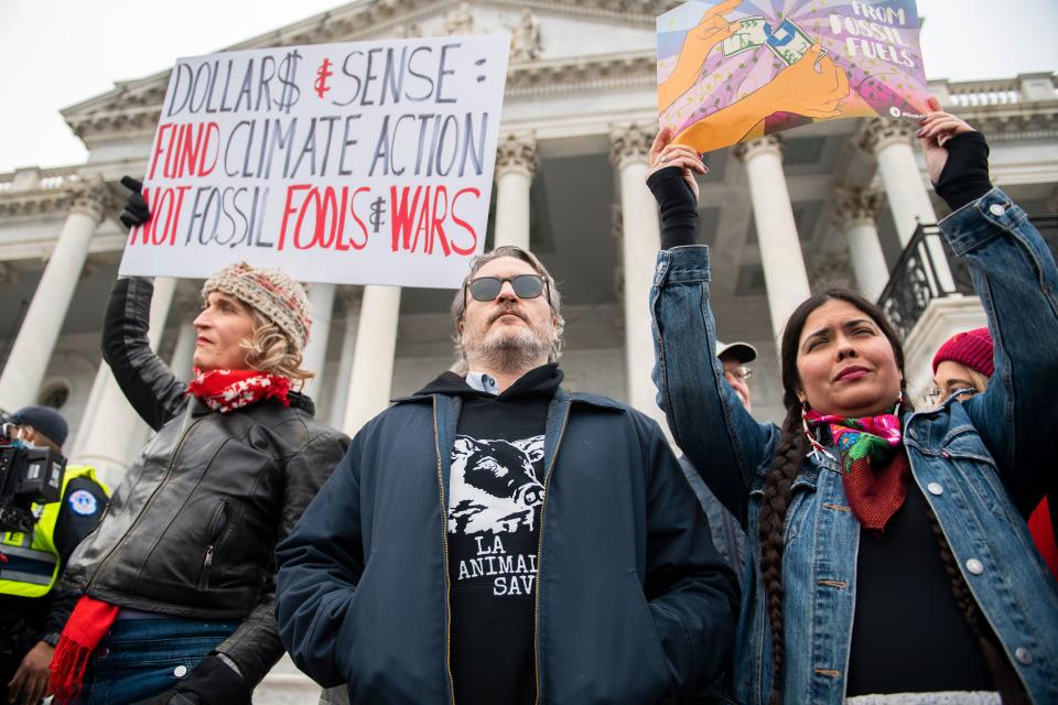 Joaquin Phoenix at a recent protest against climate change