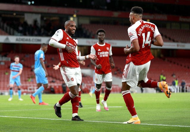 Arsenal’s Alexandre Lacazette (left) and Pierre-Emerick Aubameyang both missed the Brentford game.