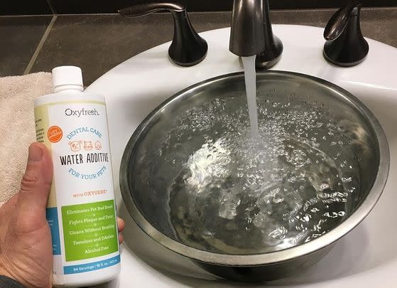 A dental care water additive you can add to your pet's water bowl or fountain