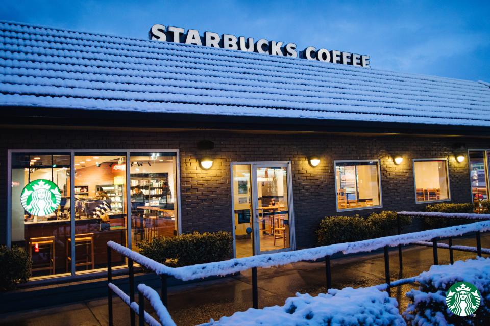 Starbucks Virtual Backgrounds Snowy Store
