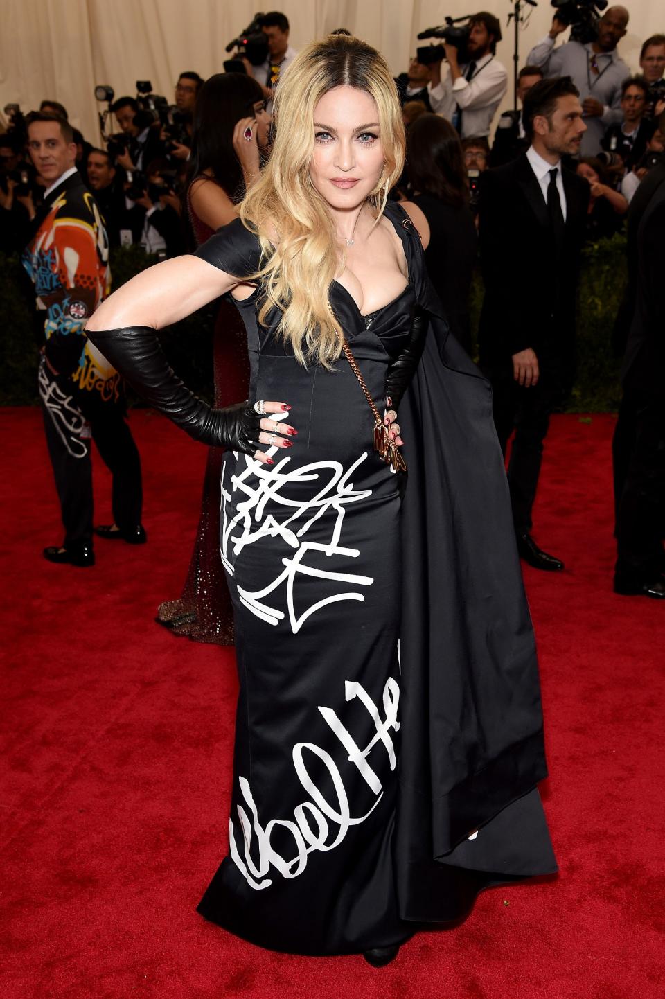 <h1 class="title">Madonna in a Moschino dress, Jennifer Fisher necklace, and Lynn Ban jewelry</h1><cite class="credit">Photo: Getty Images</cite>