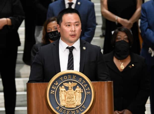 New York Assemblyman Ron Kim, shown during a media briefing in Albany, N.Y., says Cuomo vowed to 'destroy' him during a private phone call for criticizing his handling of COVID-19 outbreaks at nursing homes.