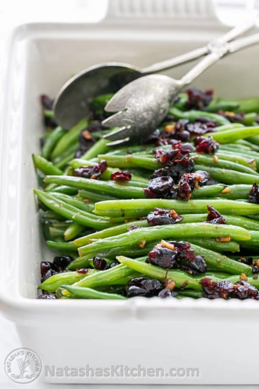 <p>Courtesy of natashaskitchen.com</p><p>The addition of dried fruit adds beautiful color and fun texture to this green bean dish.</p><p><strong>Get the recipe: <a href="https://natashaskitchen.com/green-beans-with-cranberries/" rel="nofollow noopener" target="_blank" data-ylk="slk:Green Beans with Cranberries;elm:context_link;itc:0;sec:content-canvas" class="link rapid-noclick-resp">Green Beans with Cranberries</a></strong></p>