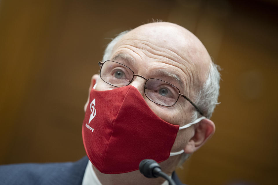 FILE - D.C. Council Chairman Phil Mendelson testifies before a House Oversight and Reform Committee hearing, March 22, 2021, on Capitol Hill in Washington. Mendelson, head of the D.C. Council, said Monday, March 6, 2023, that he is withdrawing the capital city’s new criminal code from consideration, just before a U.S. Senate vote that seemed likely to overturn the measure. But it's unclear if the action will prevent the vote or spare President Joe Biden a politically charged decision on whether to endorse the congressional action. (Caroline Brehman/Pool via CQ Roll Call, File)