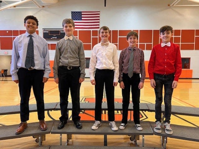 Members of the Dalton seventh-grade Men's Ensemble are Jaylen Sales, Sawyer Wenger, Matthew Geiser, Ky Steiner and Caleb Gazboda. The group earned a superior rating at the Solo & Ensemble festival.