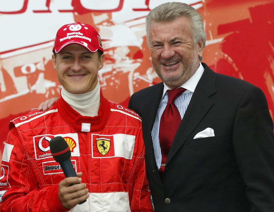 Michael Schumacher and Willi Weber, pictured here during his time at Ferrari.
