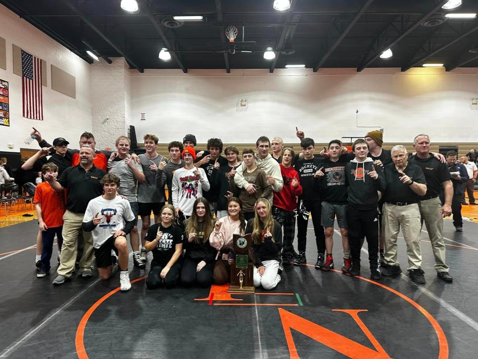 The Buckeye wrestling team won its first State Duals trophy in school history with a come-from-behind win over perennial champion St. Paris Graham.