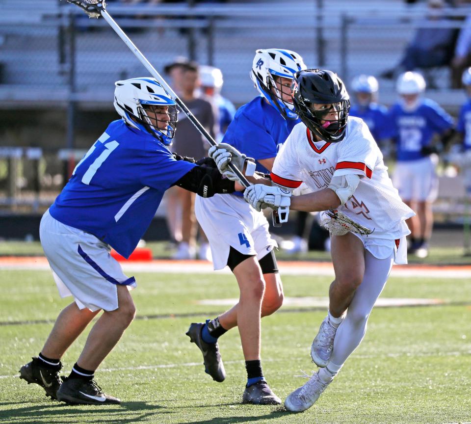 Tecumseh's Cooper Barkway takes a shot during Monday's game against Ypsilanti Lincoln