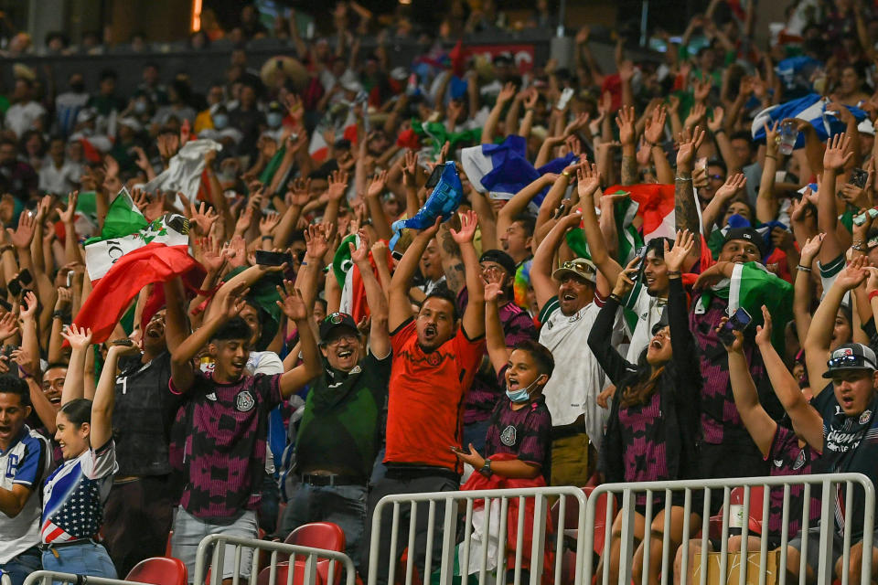 ATLANTA, GA  JUNE 12:  Fans participate in the wave during the international friendly match between Honduras and Mexico on June 12th, 2021 at Mercedes-Benz Stadium in Atlanta, GA.  (Photo by Rich von Biberstein/Icon Sportswire via Getty Images)