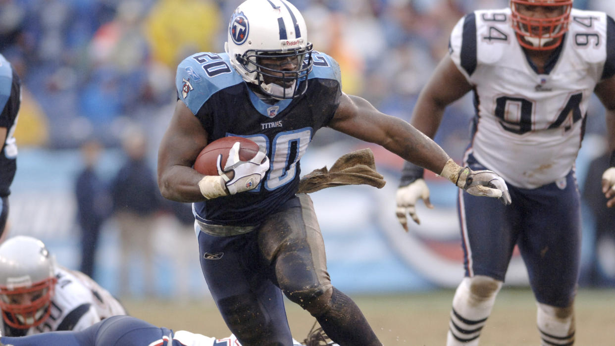 Travis Henry of the Tennessee Titans during a game between the New England Patriots and Tennessee Titans at  LP Field in Nashville, Tennessee on December 31, 2006.