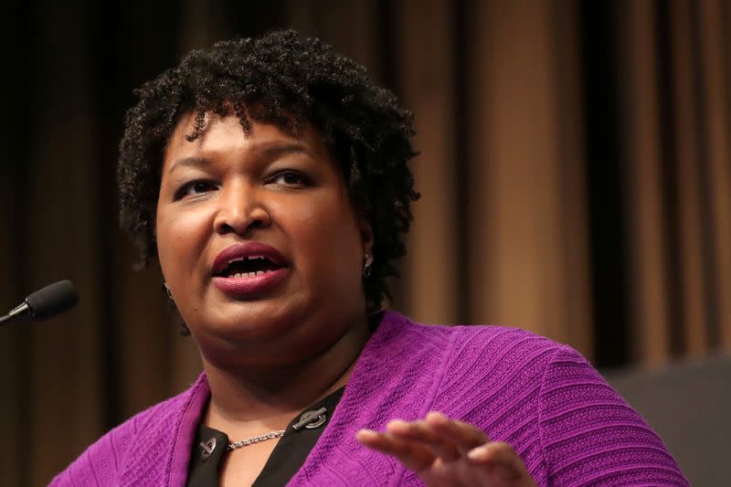 FILE PHOTO: Stacy Abrams (D), former gubernatorial candidate for Georgia, speaks at the 2019 National Action Network National Convention in New York