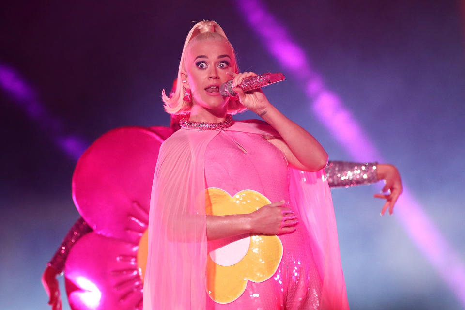 Katy Perry, pictured at a recent concert, got to deliver the news of her pregnancy to her grandmother, who died Sunday at age 99. (Photo: Cameron Spencer via Getty Images)