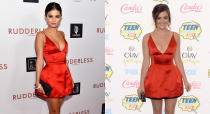 <p>It was a dress that influenced a thousand replicas – most famously Topshop made a strikingly similar high street version for dedicated fashion followers. But it was Lucy Hale who wore the Christian Dior original first at the 2014 Teen Choice Awards before Selena Gomez donned the look two months later at a film premiere. <em>[Photo: Getty]</em> </p>