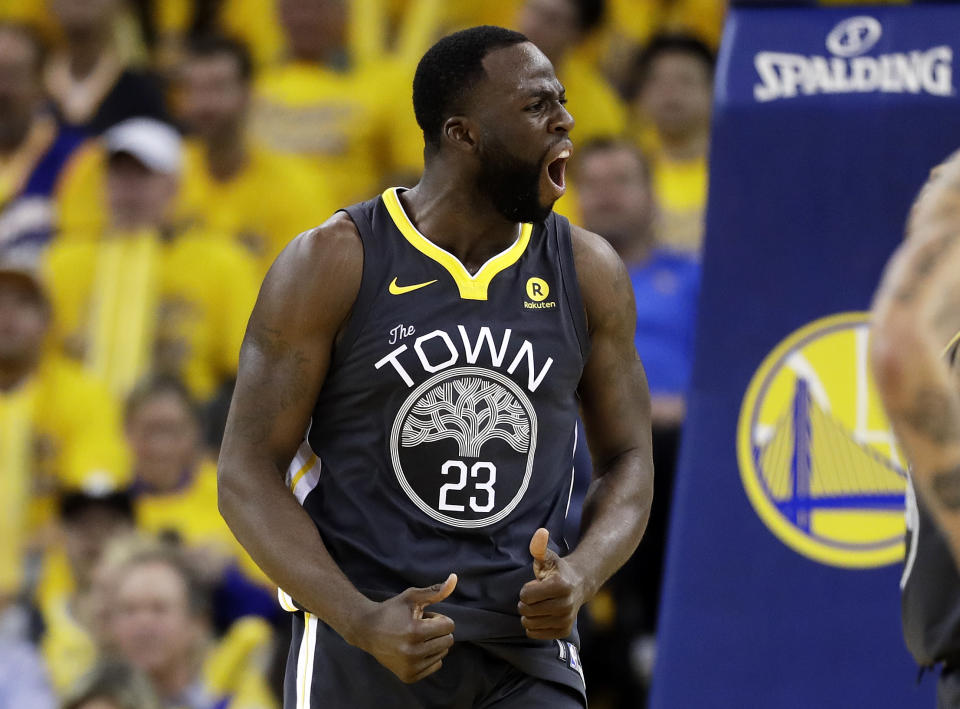 Draymond Green got suspended by the Warriors for taking things too far in an argument with Kevin Durant. (AP Photo/Marcio Jose Sanchez)