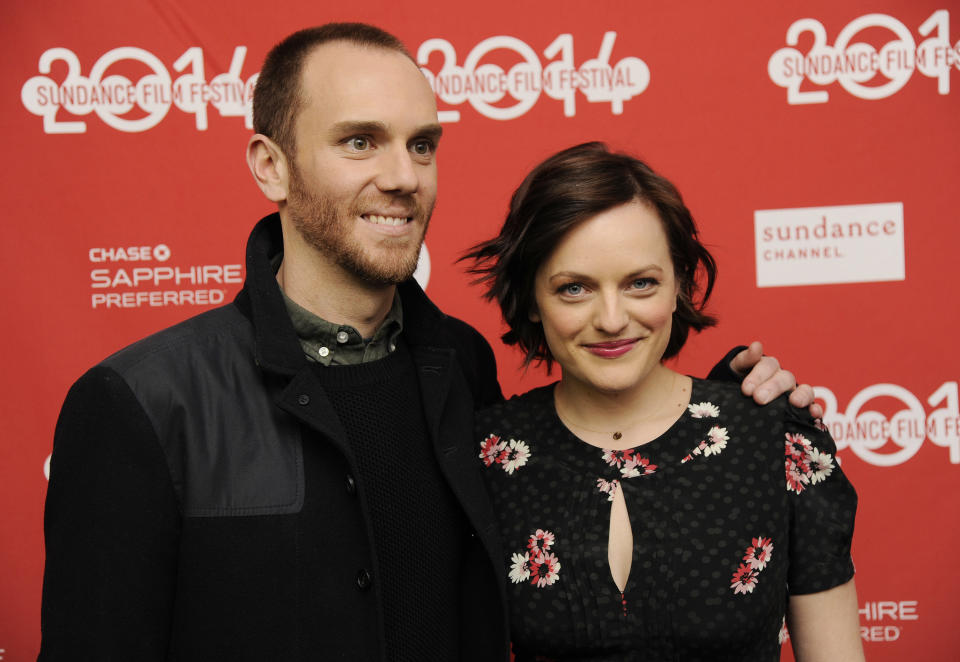Author Charlie McDowell, director of "The One I Love," poses with cast member Elisabeth Moss, right, at the premiere of the film at the 2014 Sundance Film Festival, Tuesday, Jan. 21, 2014, in Park City, Utah. (Photo by Chris Pizzello/Invision/AP)