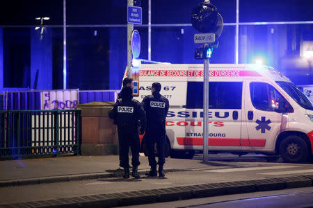 Police secure a street and the surrounding area after a shooting in Strasbourg, France, December 11, 2018. REUTERS/Vincent Kessler