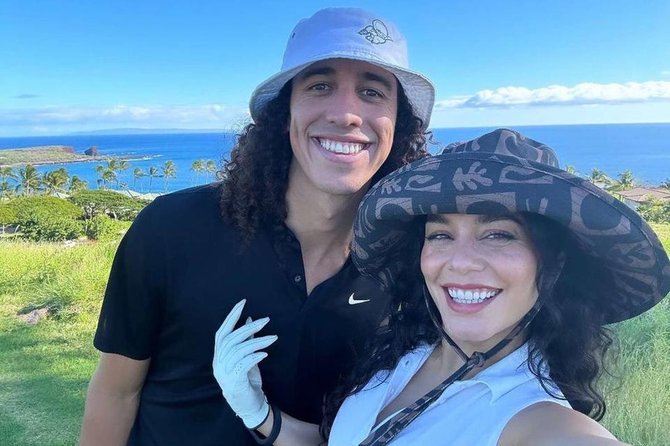 <p>Vanessa Hudgens/ Instagram</p> Cole Tucker and Vanessa Hudgens golfed this Christmas