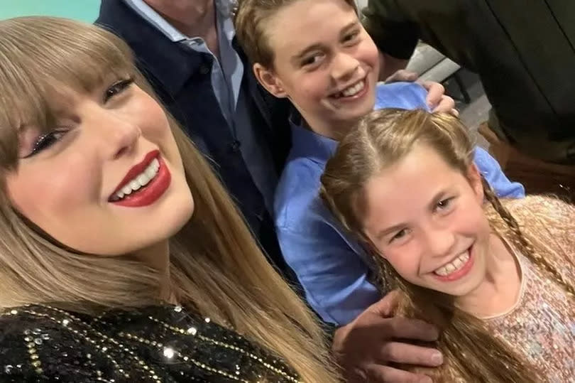 Taylor Swift with Prince William and his two eldest children George and Charlotte and Travis Kelce