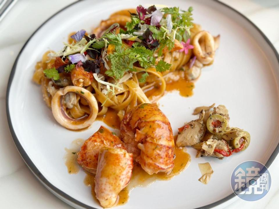 份量十足的「緬因龍蝦香料義大利」吃得到澎湃海鮮。（680元／份）