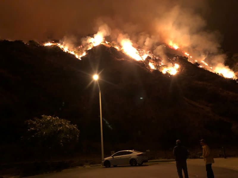 Fire is seen in Azusa