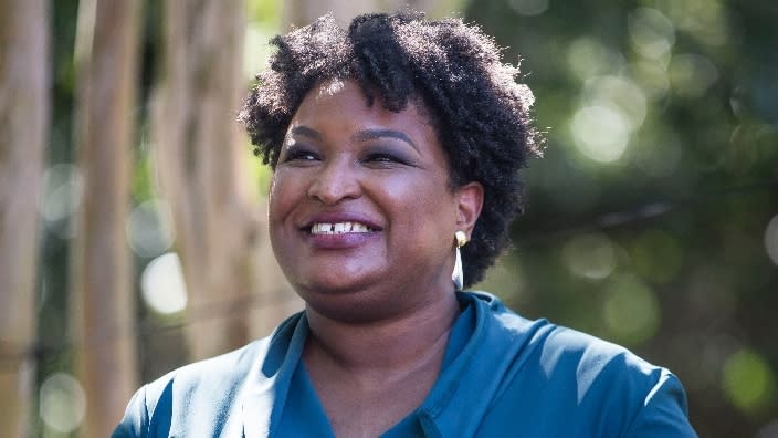 Georgia gubernatorial candidate Stacey Abrams is shown last year before speaking at a “Souls to the Polls” rally in Norfolk, Virginia. (Photo: Zach Gibson/Getty Images)