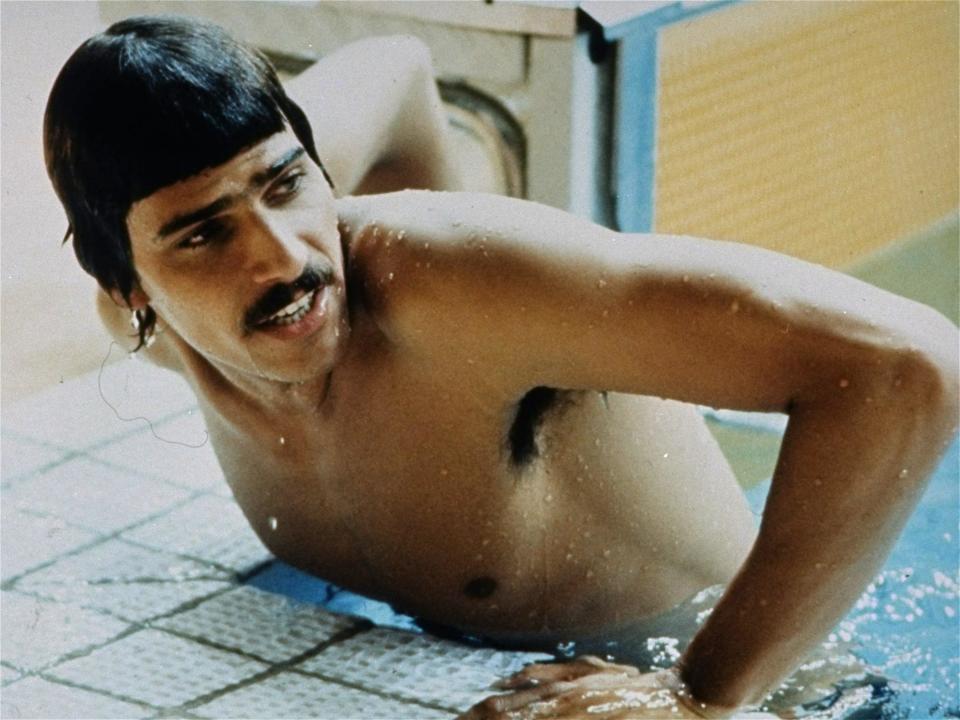 U.S. swimmer Mark Spitz, of Carmichael, Cal., emerges from the pool on September 3, 1972 after winning again for the United States in the 100 m freestyle Summer Olympic Games swimming event in Munich, Germany.