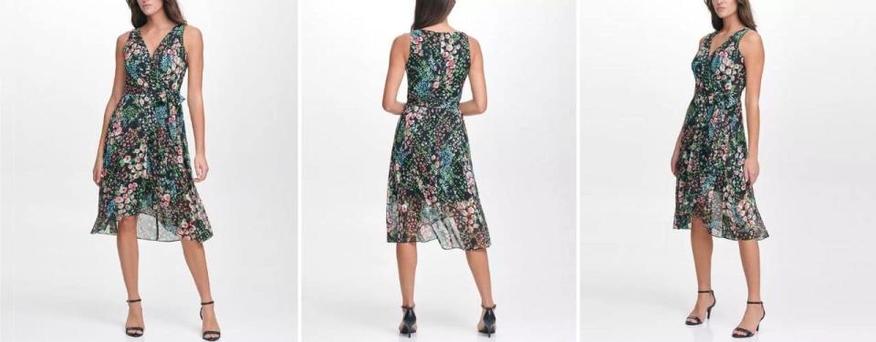 Tommy Hilfiger Floral Print Faux-Wrap Dress