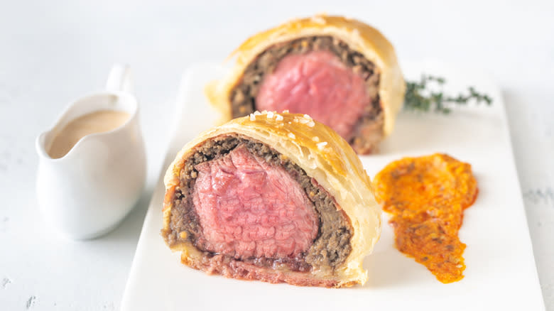 Duxelles and puff pastry Beef Wellington