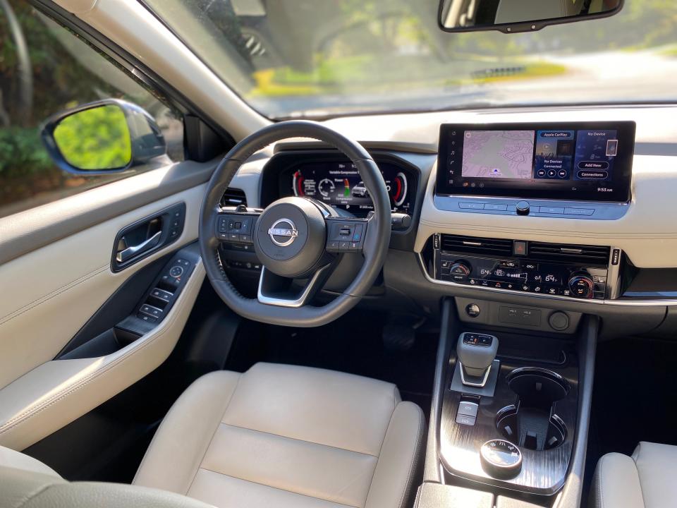 The driver's side of the front dash in a 2024 Nissan Rogue SL SUV.