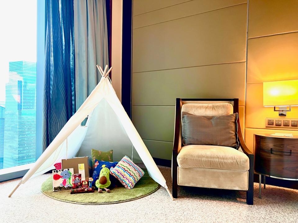 A photo of in-room tent with toys. (PHOTO: The Westin Singapore)